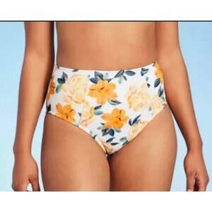 Women's Shade & Shore High Waist Extra Cheeky Swim Floral Bikini Bottoms Size S